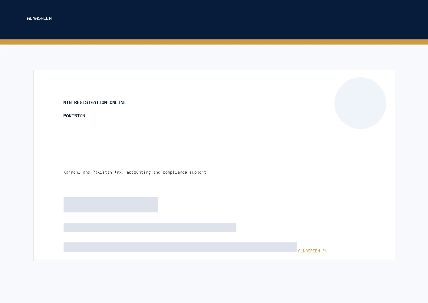 NTN Registration Online Pakistan support by ALNASREEN
